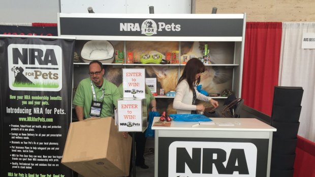 A stand offering NRA membership benefits to pets.