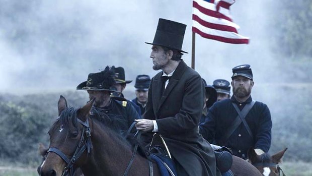 Oscar winner ... Daniel Day Lewis rides out as Abraham Lincoln.