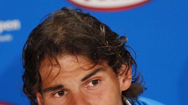 Rafael Nadal speaks to the media after he won through to the Australian Open final on Thursday night.