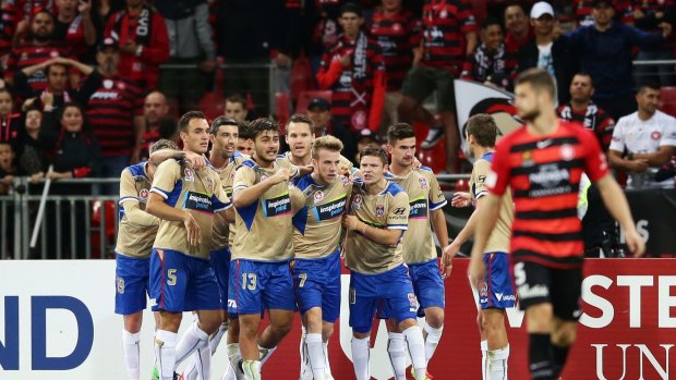 Newcastle Jets beat the Western Sydney Wanderers at Spotless Stadium in the third round.