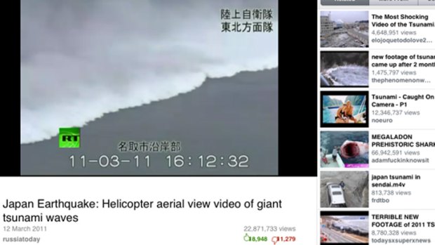 Most watched ... the 20 most-viewed tsunami videos collectively had 96 million views.