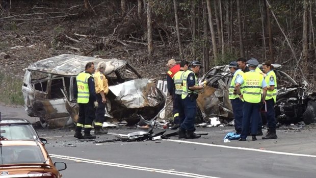 The scene of the crash on the Princes Highway south of Sussex Inlet on Boxing Day.
