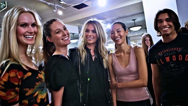 Move over Olympics &#8230; Jennifer Hawkins, centre, with models hoping to walk in the Myer spring-summer collection launch planned for the week after the London Games.