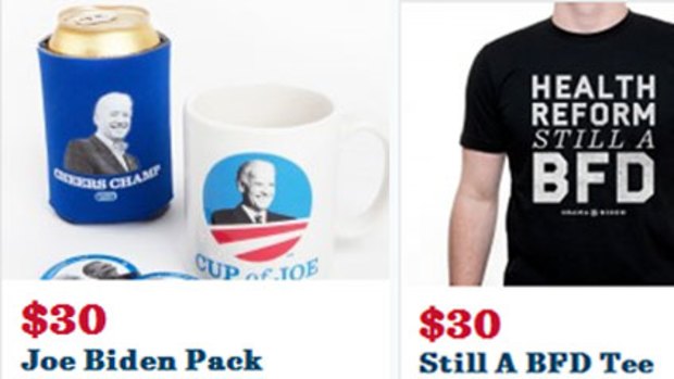 Merchandise available at the Obama campaign store website