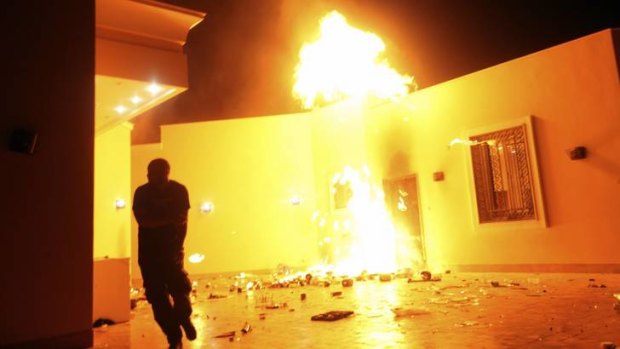 Political fallout ... the destruction of the US consulate in Benghazi and death of four US citizens on September 11 has spilled into the presidential campaign.