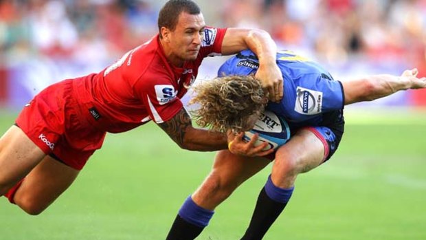Quade Cooper defended at fullback for the Reds.