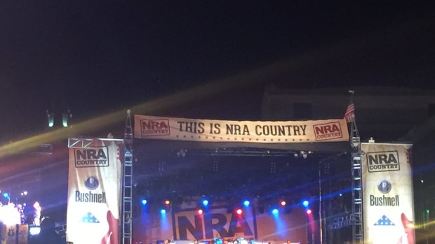 A band performs at the NRA convention. 
