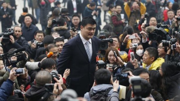 Former NBA star Yao Ming outside Beijing's Great Hall of the People this week.