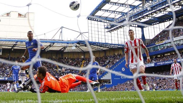 Ashley Cole scores the only goal for Chelsea in the Blues's victory over Stoke.