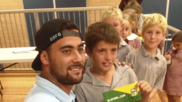 King of the kids: Andrew Fifita in Griffith during the week.