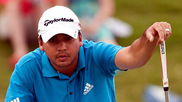 Focus ... Queenslander Jason Day lines up a putt in the final round of his Byron Nelson Championship victory.