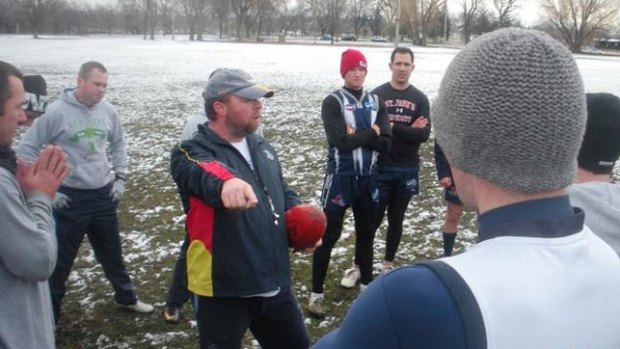 The Minnesota Freeze Aussie rules team practices in freezing conditions. <i>Photo supplied.</i>