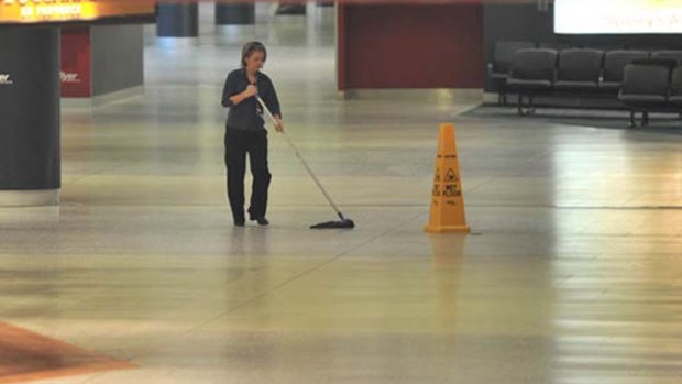 Earlier ... 140,000 passengers stranded, 155 planes grounded - and one cleaner still on the job at Tullamarine.