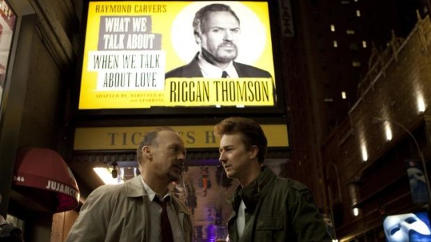 Michael Keaton (left) and Edward Norton star in <i>Birdman</i>.