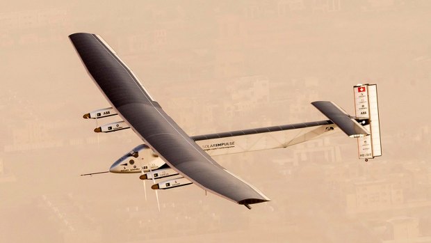 Solar Impulse starts on its sun-powered journey around the Earth.