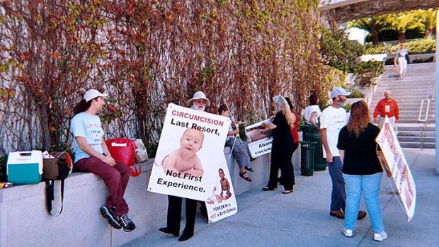 Intactivists ... anti-circumcision protesters in San Francisco in 2004.
