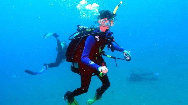 Tragedy ... Tina Watson is seen lying on the sea floor.