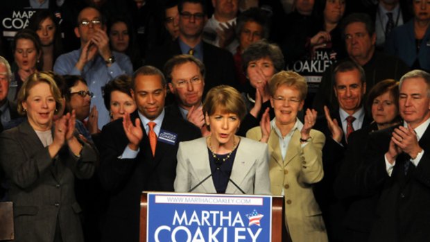 U.S. Senate Democratic nominee Martha Coakley gives a concession speech January 19, 2010 at the Sheraton Boston