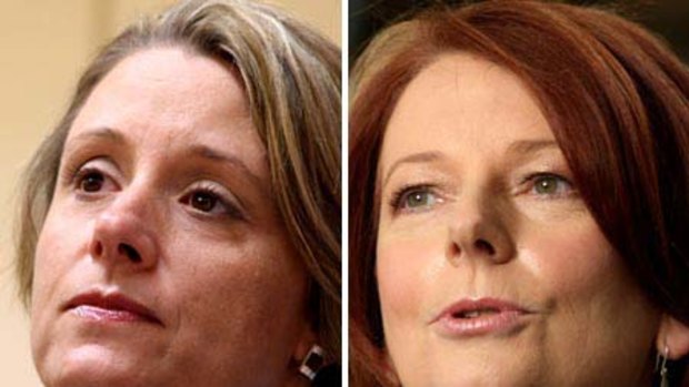 Collision ... Kristina Keneally and Julia Gillard.