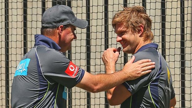 You can do it ... Mickey Arthur and Shane Watson at the MCG.