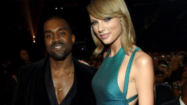 Kanye West and Taylor Swift at the Grammys earlier this month.