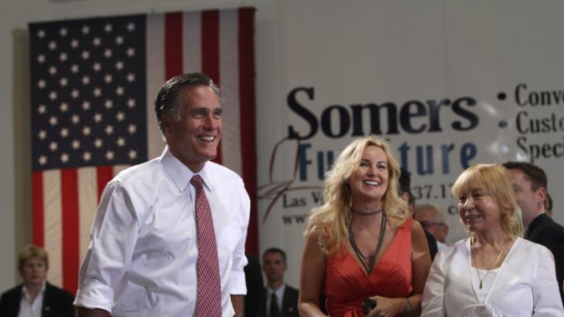 Republican presidential candidate, former Massachusetts governor Mitt Romney arrives for a campaign event.