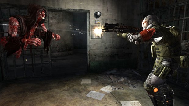 Confronting a ghoul in upcoming shooter F.E.A.R. 3