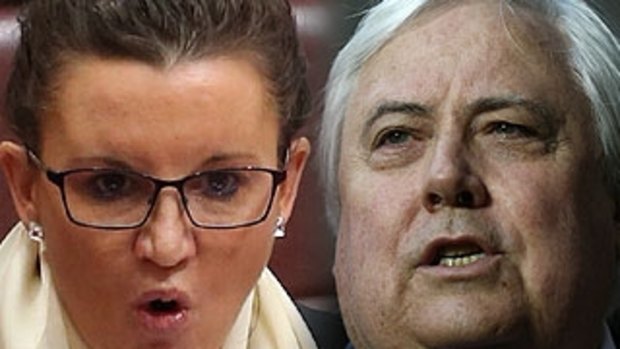 It's over: Jacqui Lambie and Clive Palmer. 