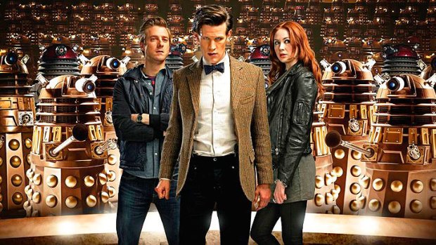 Who dares: Rory (Arthur Darvill), the Doctor (Matt Smith) and Amy (Karen Gillan).