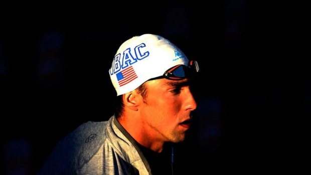 Michael Phelps on deck for his race.