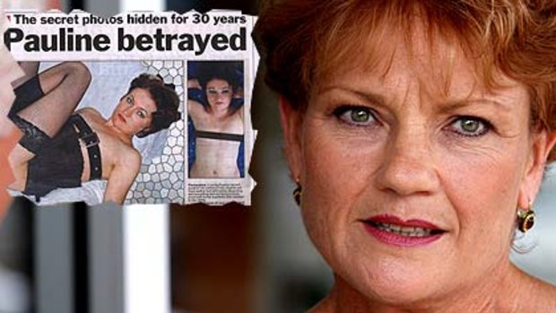 Pauline Hanson ... says the pictures published by the Sunday Telegraph, inset, are not of her. If it's not her, do you know who it is?