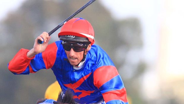 Nash Rawiller rides Pierro to victory in the Golden Slipper.
