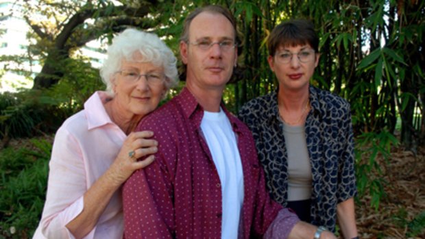 Andrew Mallard with his sister Jacqui and mum Grace.