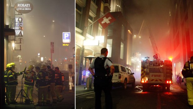 Firefighters and emergency services officers at the at the scene of the blaze at Fifteen in 2008.