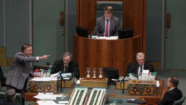 Government leader in the lower house Anthony Albanese gave Liberal leader Tony Abbott both barrels after he cut question time short and moved to censure the Prime Minister.