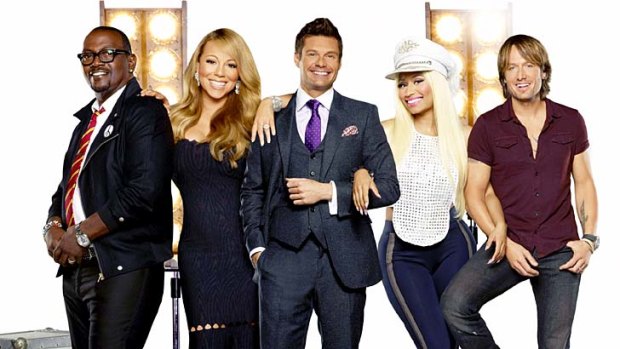 <em>American Idol</em> ... from left: Randy Jackson, Mariah Carey, Ryan Seacrest, Nicky Minaj and Keith Urban.