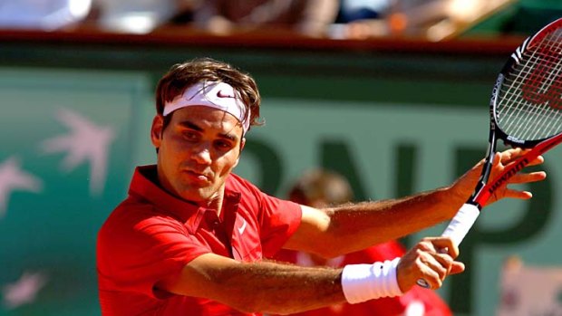 Former champion Roger Federer of during his first round match against Feliciano Lopez of Spain at the French Open.