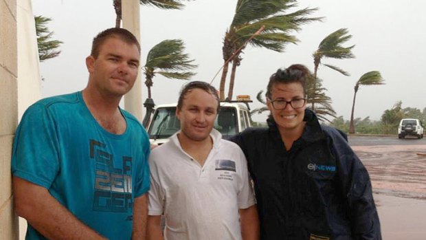 Perthweatherlive.com storm chasers Jeff Wallace and Steve Brooks with Channel Ten's Aleisha Banner.