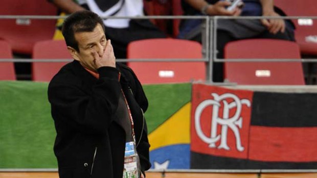 Brazil's coach Dunga reacts during the quarter-final against the Netherlands.