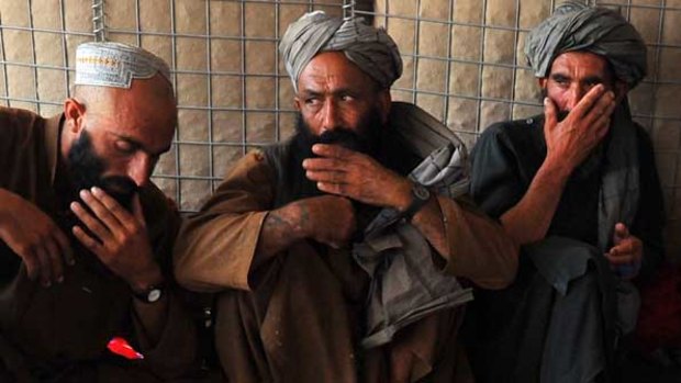 Afghani village elders at a meeting with NATO troops.