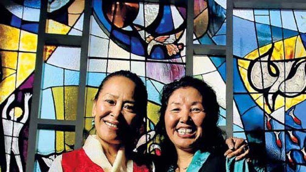 Tibetan Australians Dorji Dolma, left, with Kesang Wangmo. <i>Picture: Craig Sillitoe</i>