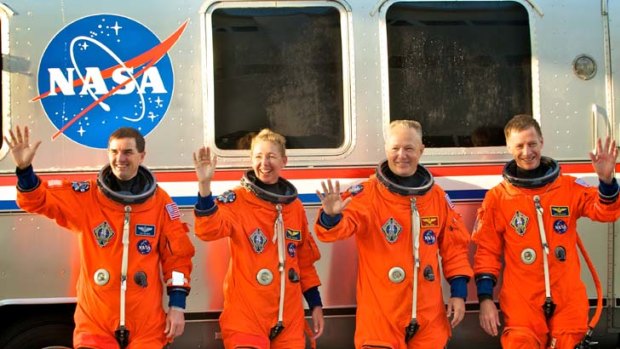 End of an era ... (from left) mission specialists Rex Walheim and Sandra Magnus, Pilot Doug Hurley, and Commander Chris Ferguson will be on board the Atlantis for the shuttle's final mission.