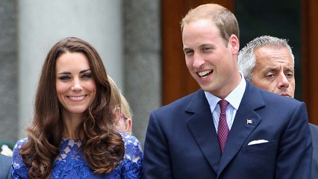 Winning friends ... the Duke and Duchess of Cambridge attend a Freedom of the City Ceremony outside City Hall in Quebec.