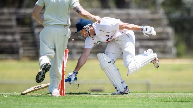 Wests-UC's Josh Boyd survives a run-out attempt. Photo: Sitthixay Ditthavong