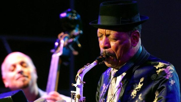 Legendary sax player Ornette Coleman, front, performs with his quartet on the closing evening of the Skopje Jazz Festival, in Macedonia in 2006.