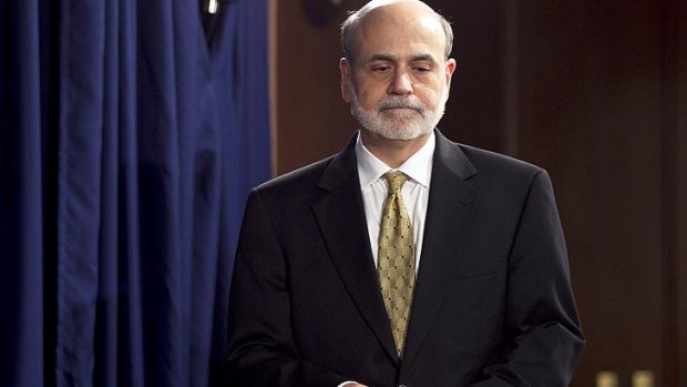Downbeat ... Ben S. Bernanke, chairman of the US Federal Reserve, at a news conference following a Federal Open Market Committee (FOMC) meeting.
