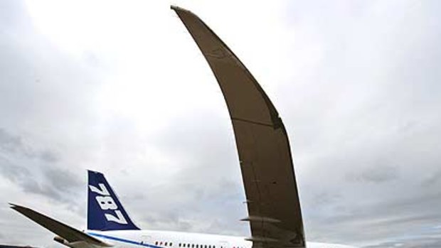 The Boeing 787 Dreamliner aircraft at Farnborough airport.