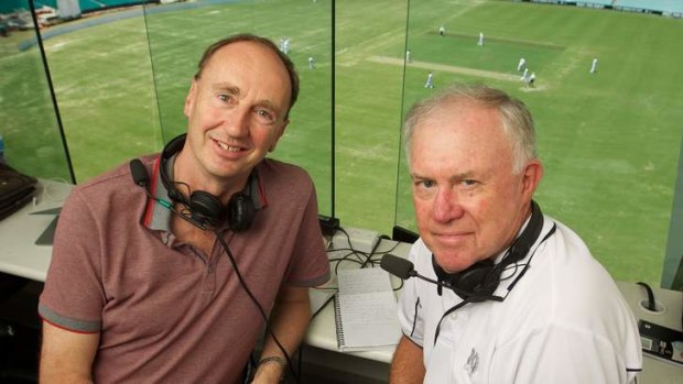 Best view: Jonathan "Aggers" Agnew, left, and Jim Maxwell in the commentary box at the SCG.