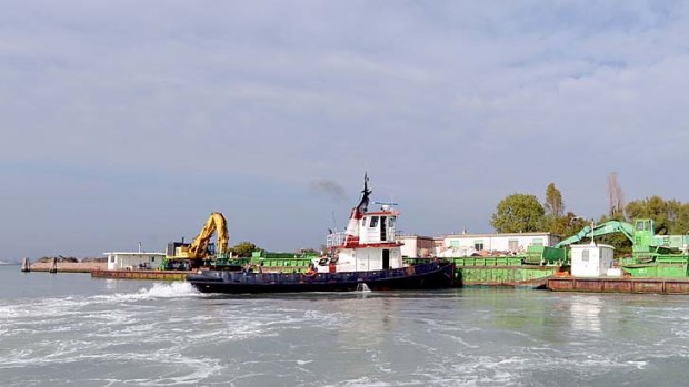 Man-made San Biagio's Island in the Venice lagoon has been used as a garbage dump for years.