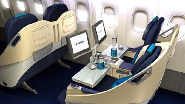 Infinite positions ... Malaysia Airlines business class seats.